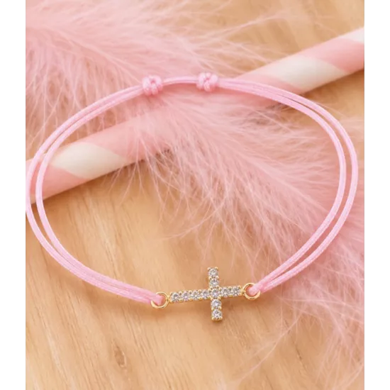Bracelet Christallia plaqué or 3 microns croix zirconiums | My Poupi