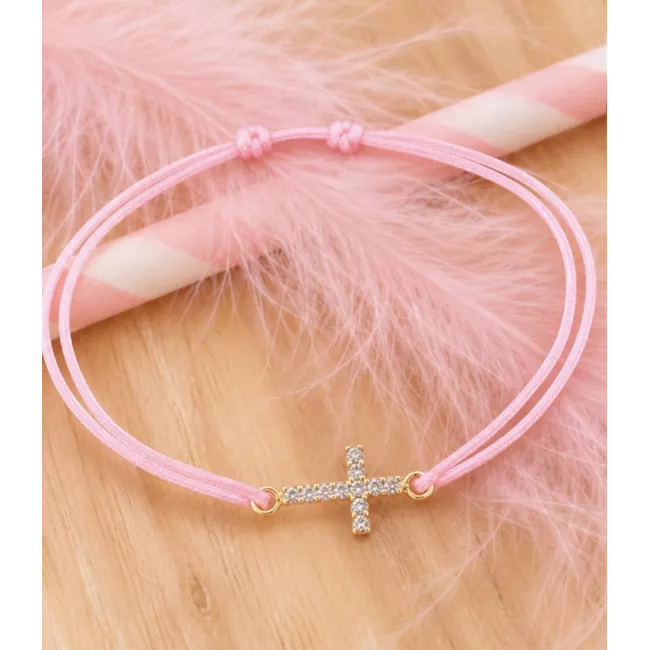 Bracelet Christallia plaqué or 3 microns croix zirconiums | My Poupi