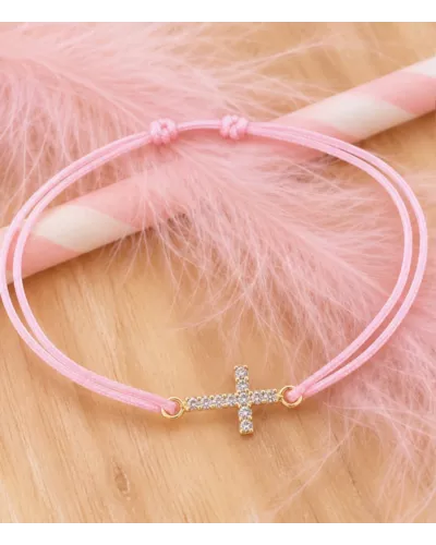 Bracelet Christallia plaqué or 3 microns croix zirconiums | My Poupi