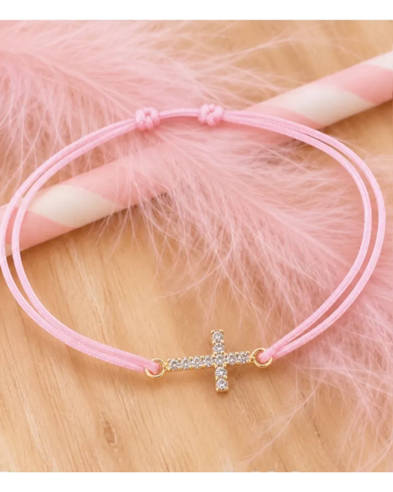 Bracelet Christallia plaqué or 3 microns croix zirconiums | My Poupi
